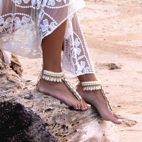 Damska ozdoba na stopę handmade w stylu boho
