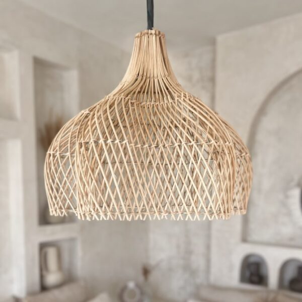 lampa rattanowa wisząca boho