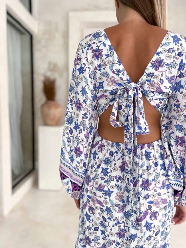 sukienka boho kwiatowa fioletowa