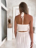 długa sukienka wiązana kremowa boho