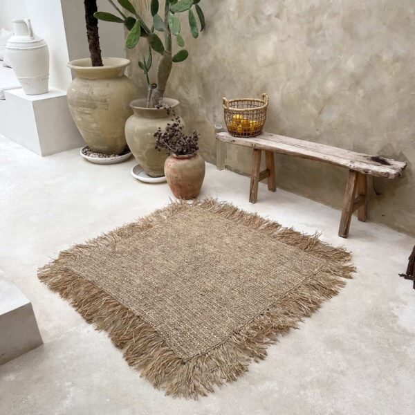 dywan z rafii kwadratowy boho