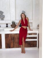 komplet damski czerwony