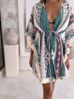 narzutka boho plażowa z frędzlami