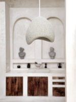 beżowa lampa japandi