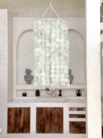 lampa wisząca z masy perłowej biała